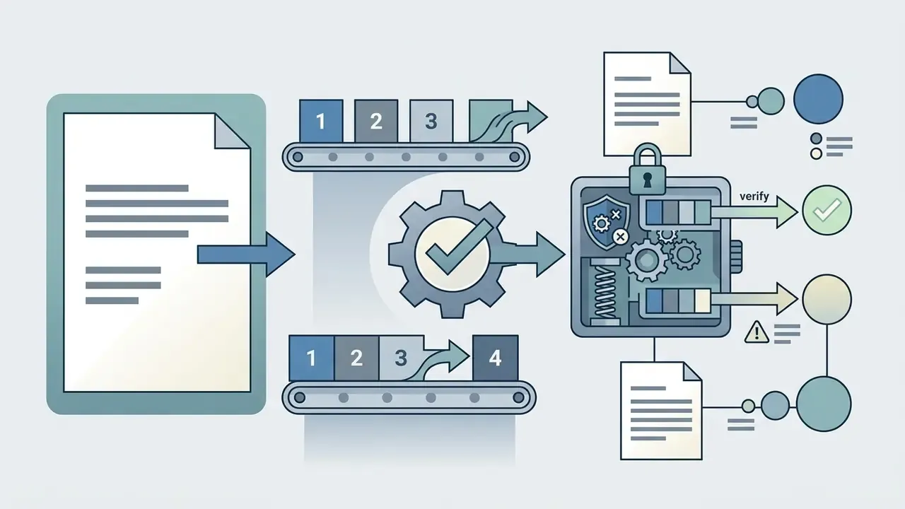 Document feeding into conveyor belts and a gear mechanism that sorts data into verified output streams