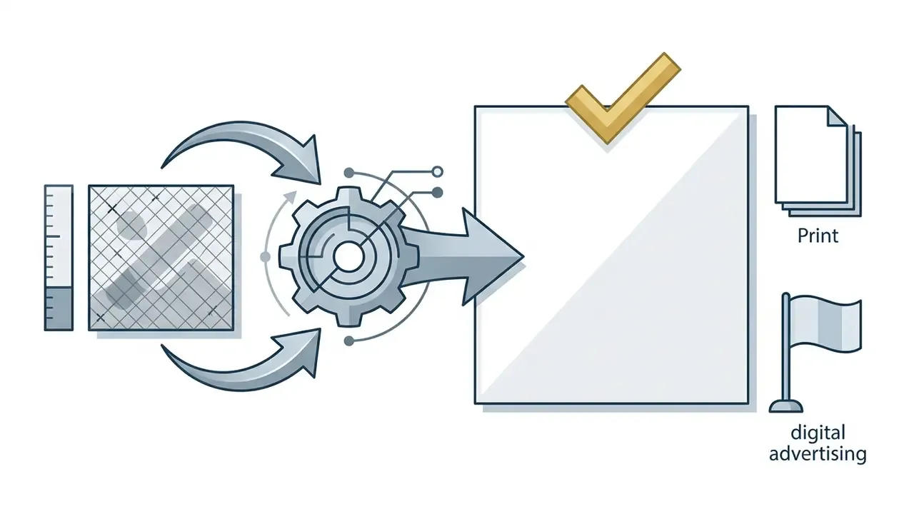 Gear mechanism processing a watermarked image into a clean document suitable for print and advertising