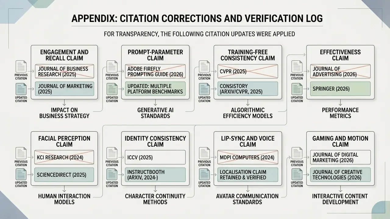 Grid of eight boxes showing replaced research citations and updated source references for technical claims