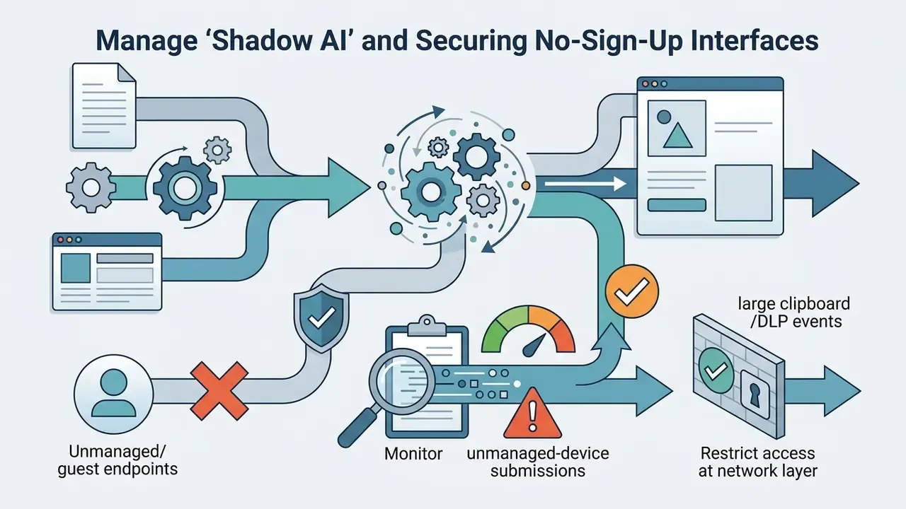 Inputs flowing through gears and security checkpoints to monitor and restrict network access