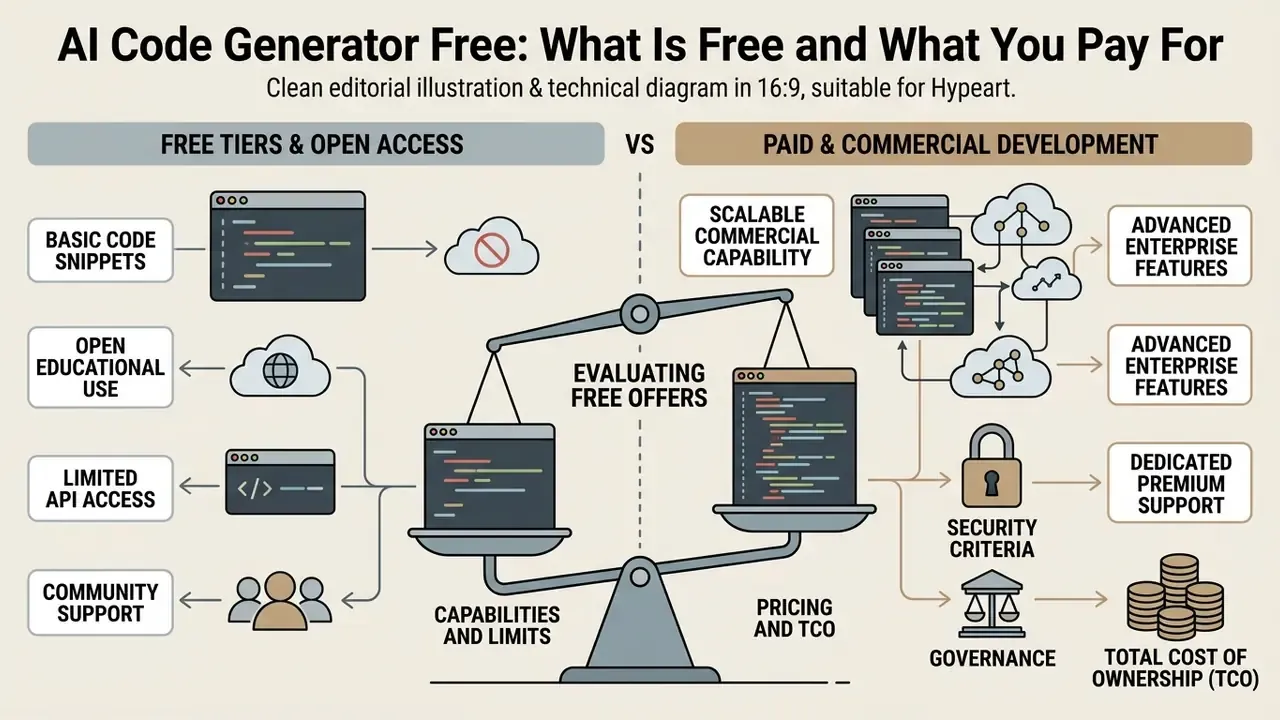 Balance scale comparing open access tiers against paid commercial development and ownership costs