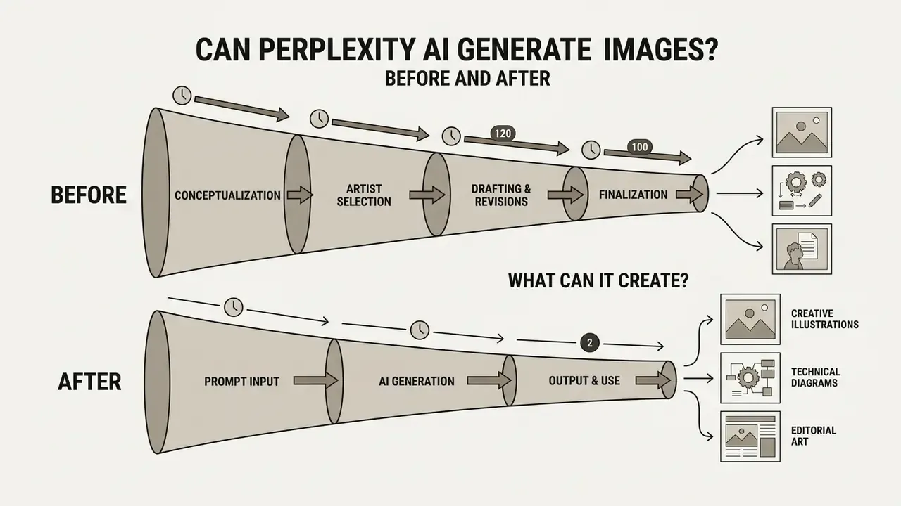 Funnel diagram comparing visual content creation time before and after adopting AI search tools