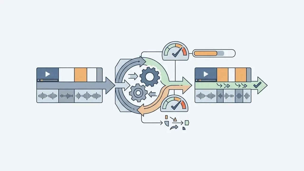 Process of removing silent segments from a video timeline to create a tightened and polished final edit
