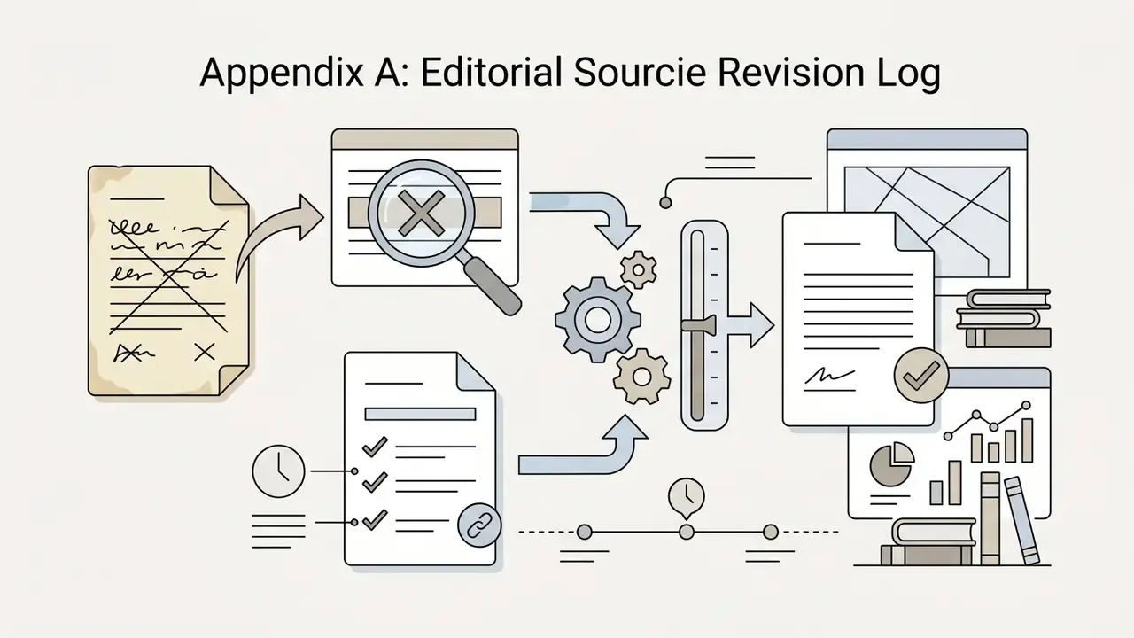 Paper documents moving through gears and a gauge to be validated and archived with linked references