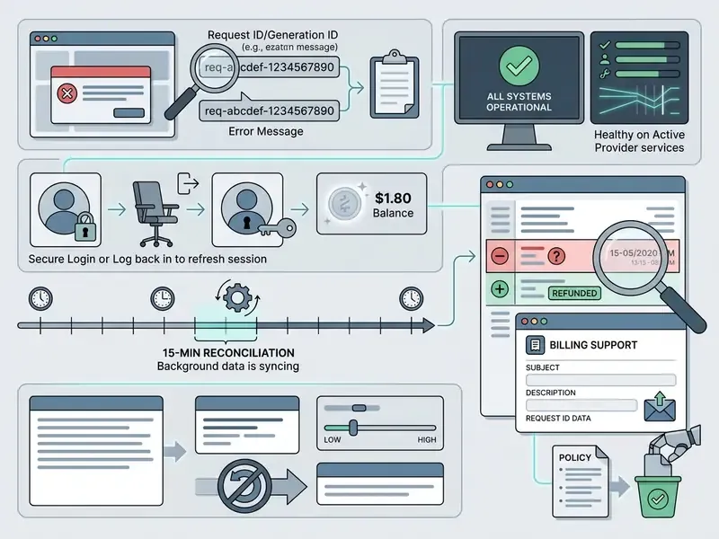 Step-by-step troubleshooting guide for resolving failed generation charged credits issues