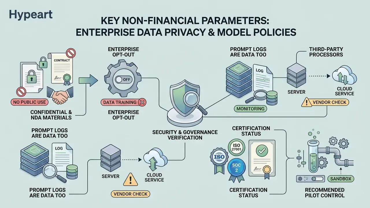 Infographic showing steps for PixVerse AI enterprise data privacy, security governance, and model policies