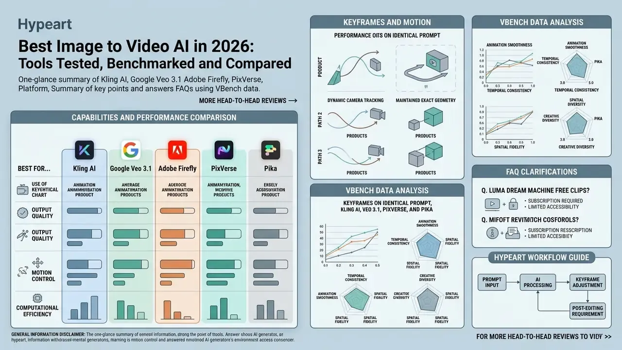 Infographic displaying performance metrics and data analysis for various image to video AI software tools