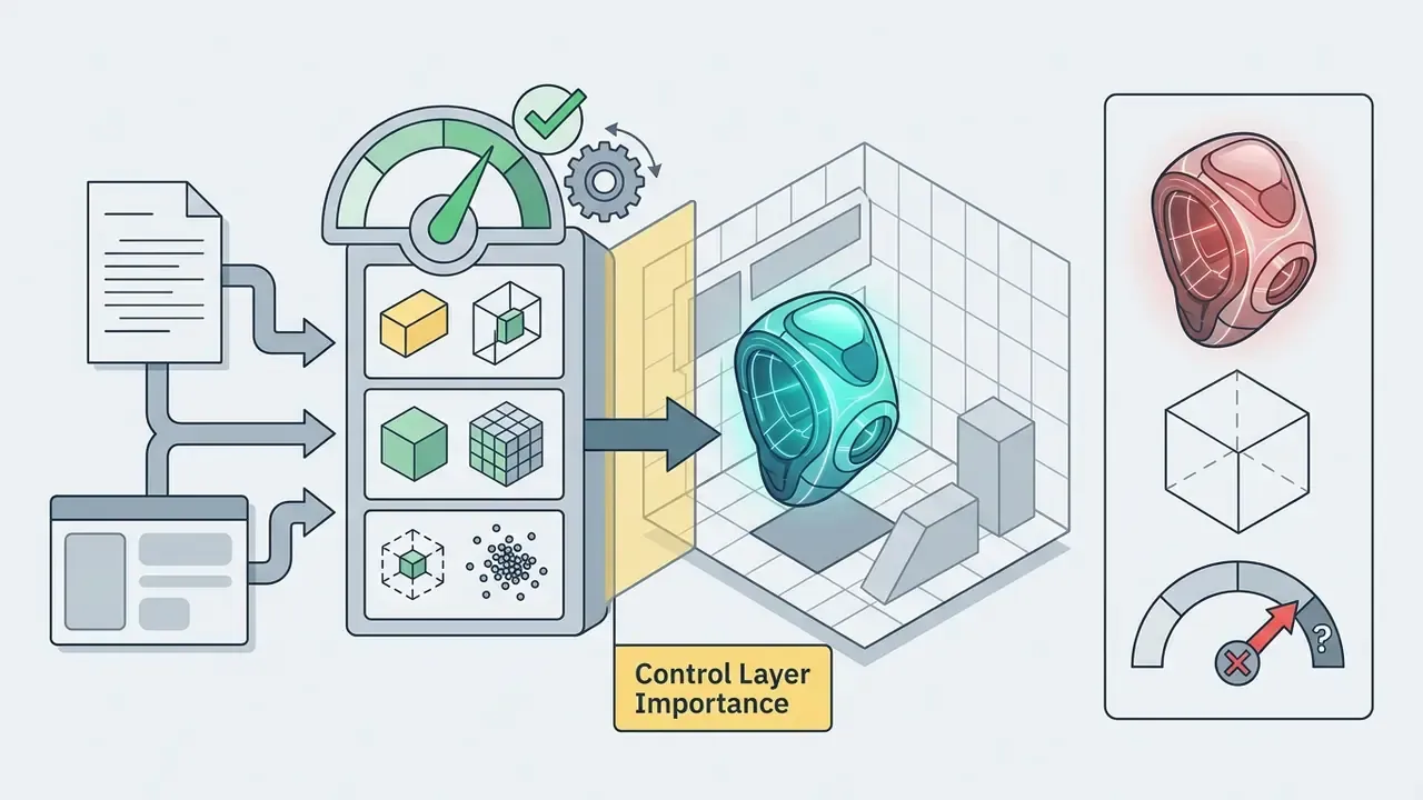 Visual representation of bounding box, voxel, and point cloud controls impacting 3D object placement