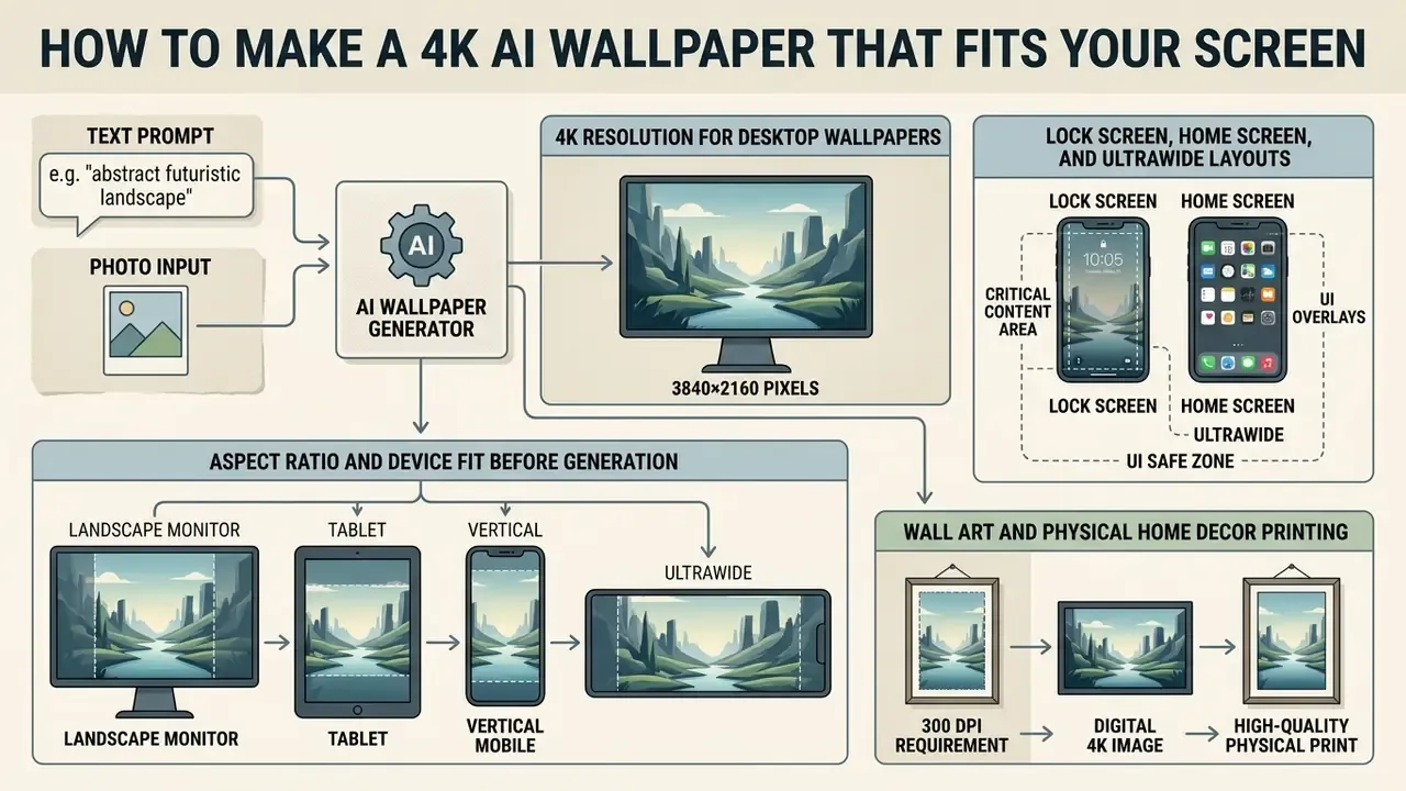 Diagram mapping resolution, aspect ratio, and print requirements for high definition digital backgrounds