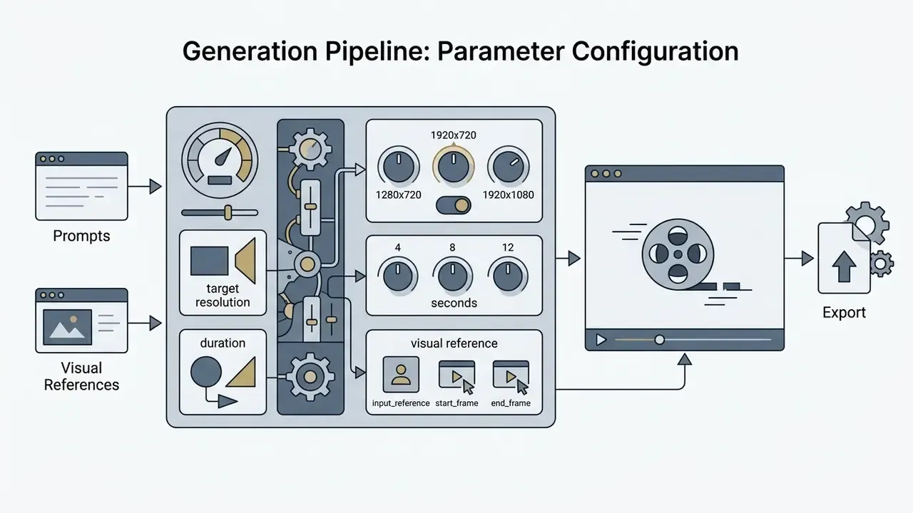 Control panel interface for setting video resolution, duration, and visual references in OpenAI Sora