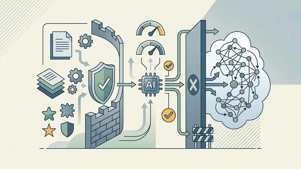 Documents and assets passing through a protective shield before reaching an AI processor