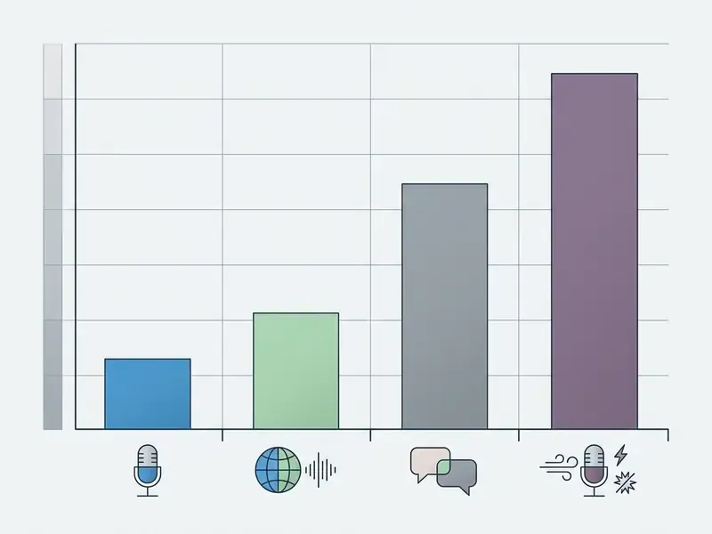 Bar chart showing increasing word error rates for studio audio, accented speech, crosstalk, and noisy audio