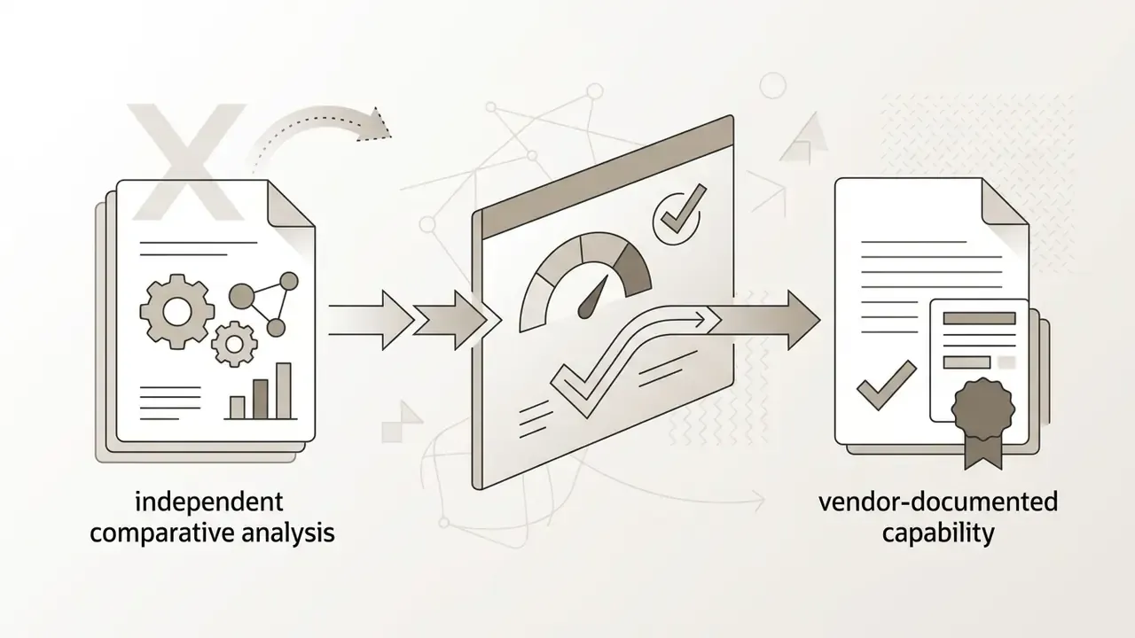 Document showing comparative analysis being replaced by a dashboard and vendor-documented capability