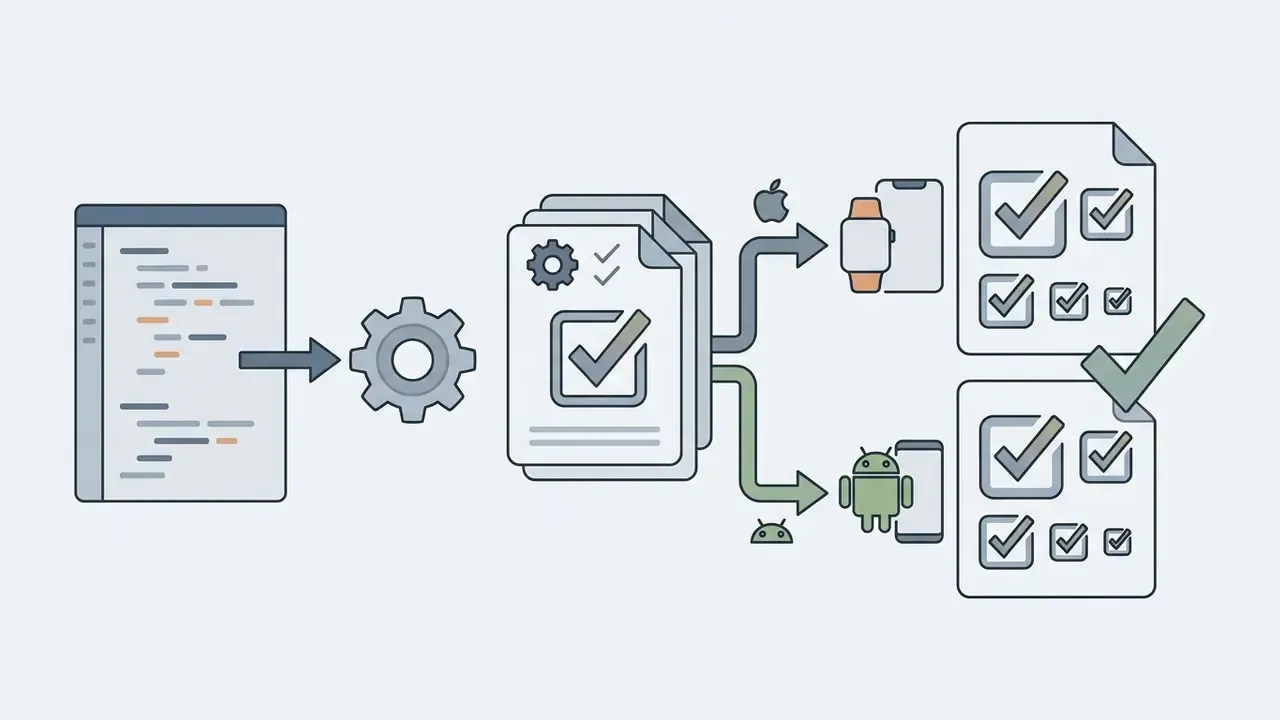 Code processing into asset catalogs for mobile platforms with verified output files