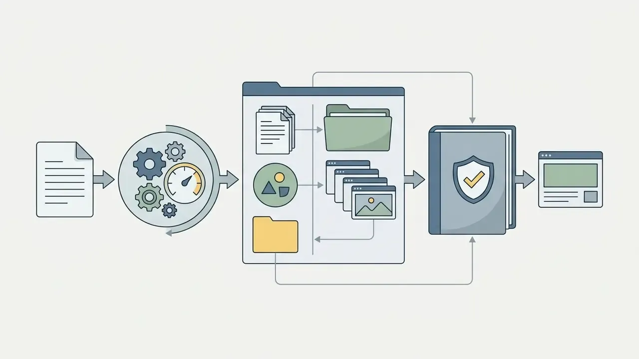 Sequence of document processing steps leading to a protected record of creative authorship