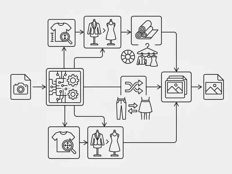 Flowchart illustrating the technical steps of an AI clothes changer for an online photo editor
