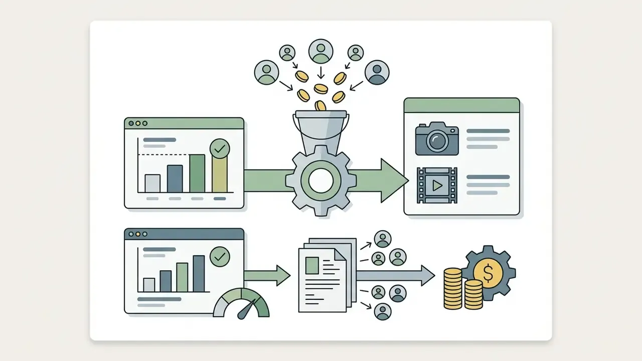 Users contributing funds into a bucket that powers creative production and financial growth workflows