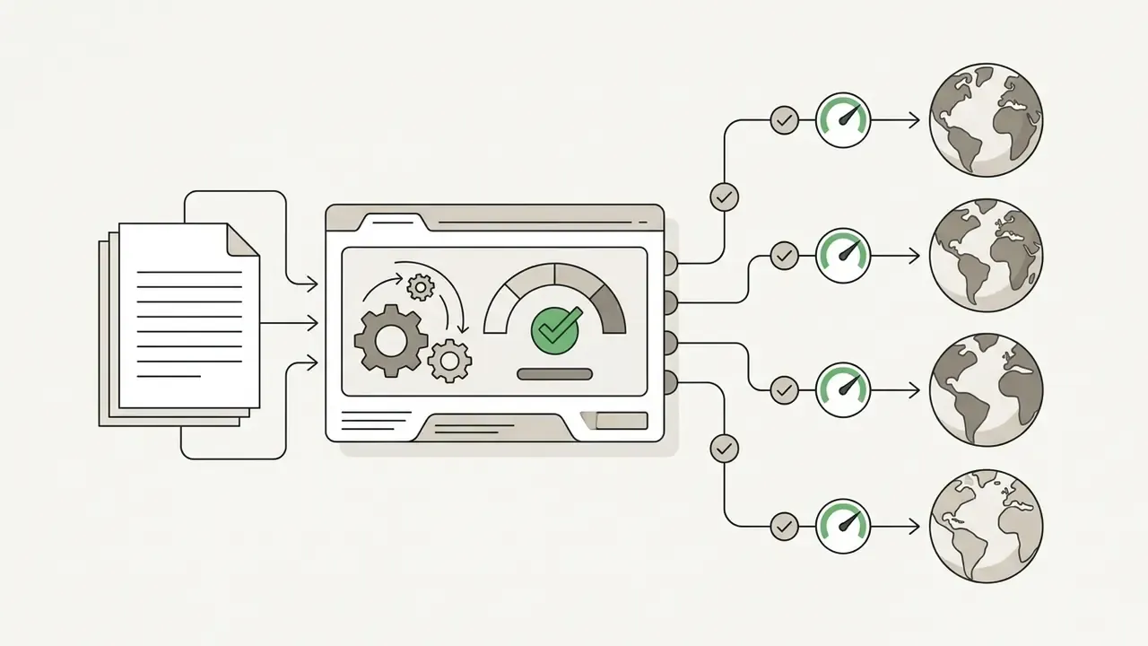 Document data flowing through a processing engine to be checked against global language markers