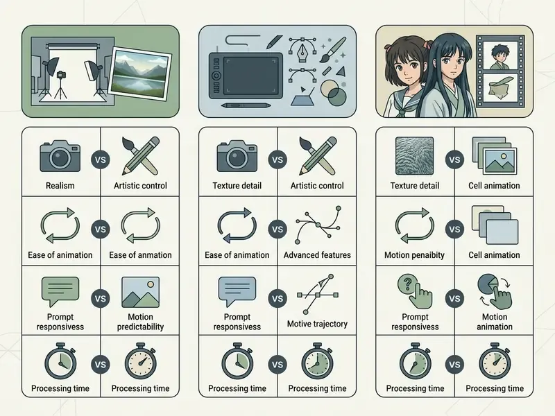 Table of technical characteristics for source images used to make photo animation online free