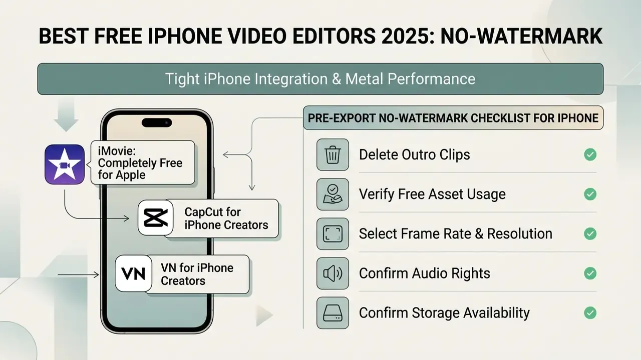 List of top iPhone video editors and a checklist for ensuring no watermarks during export