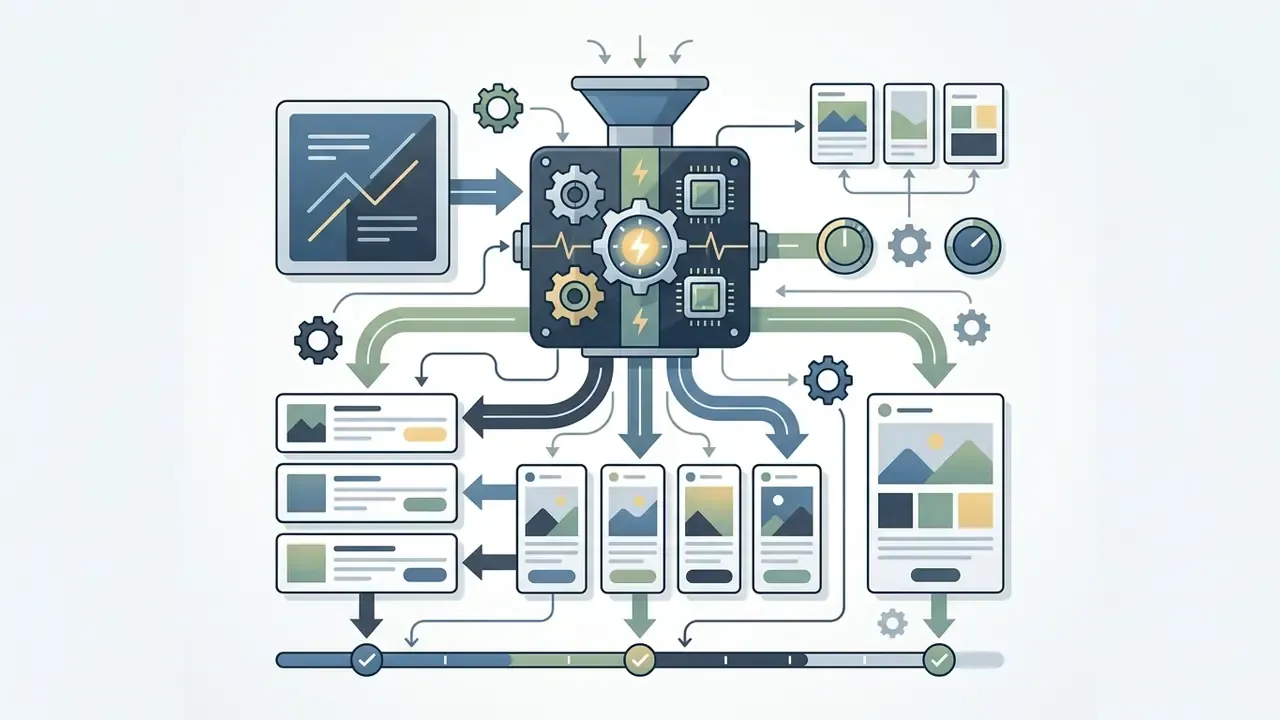 Central processing unit receiving data inputs to generate multiple social media ad formats and layouts