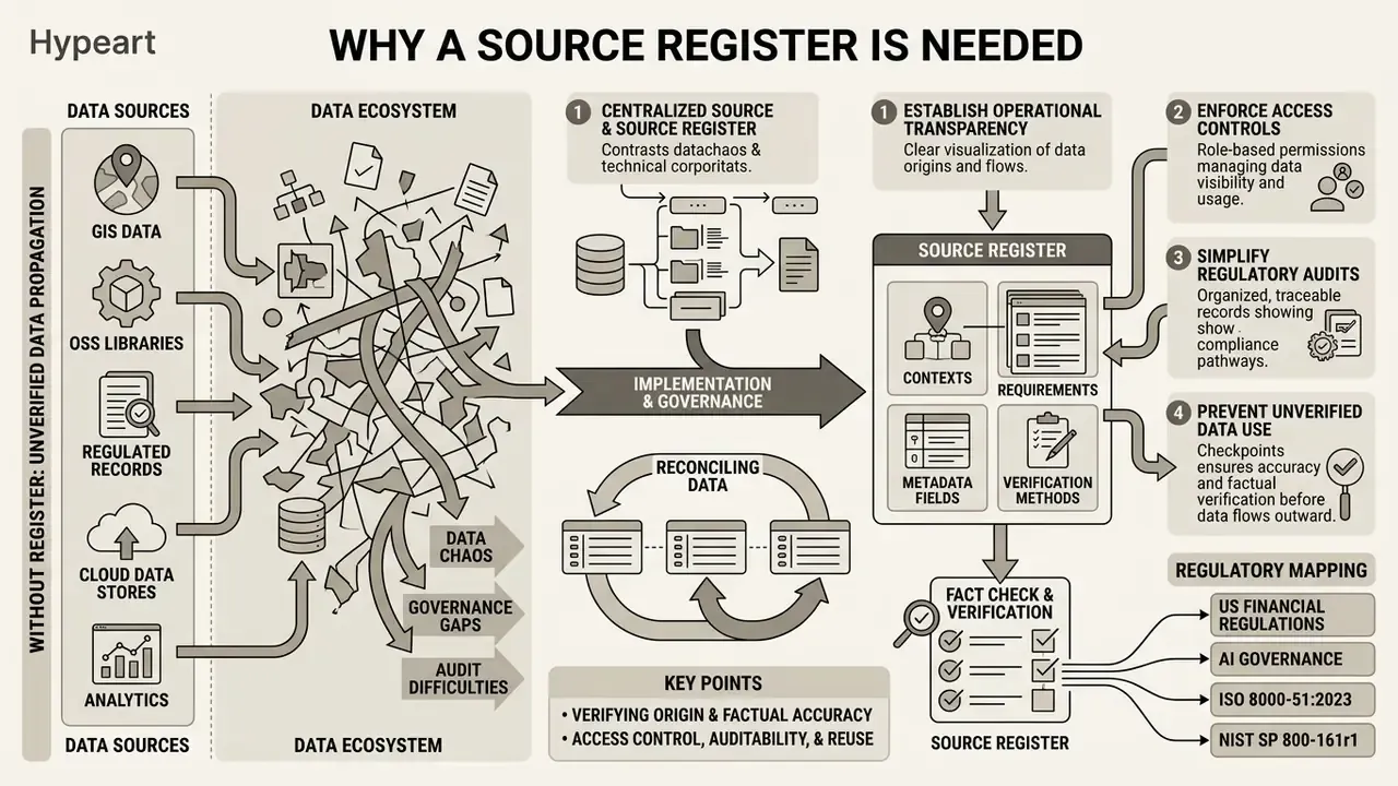 Visual comparison showing how chaotic data sources are organized into a structured governance framework