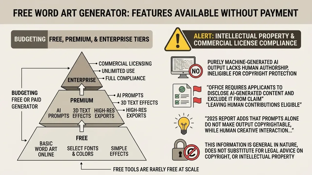 Pyramid chart showing subscription tiers alongside legal warnings regarding copyright and AI generation