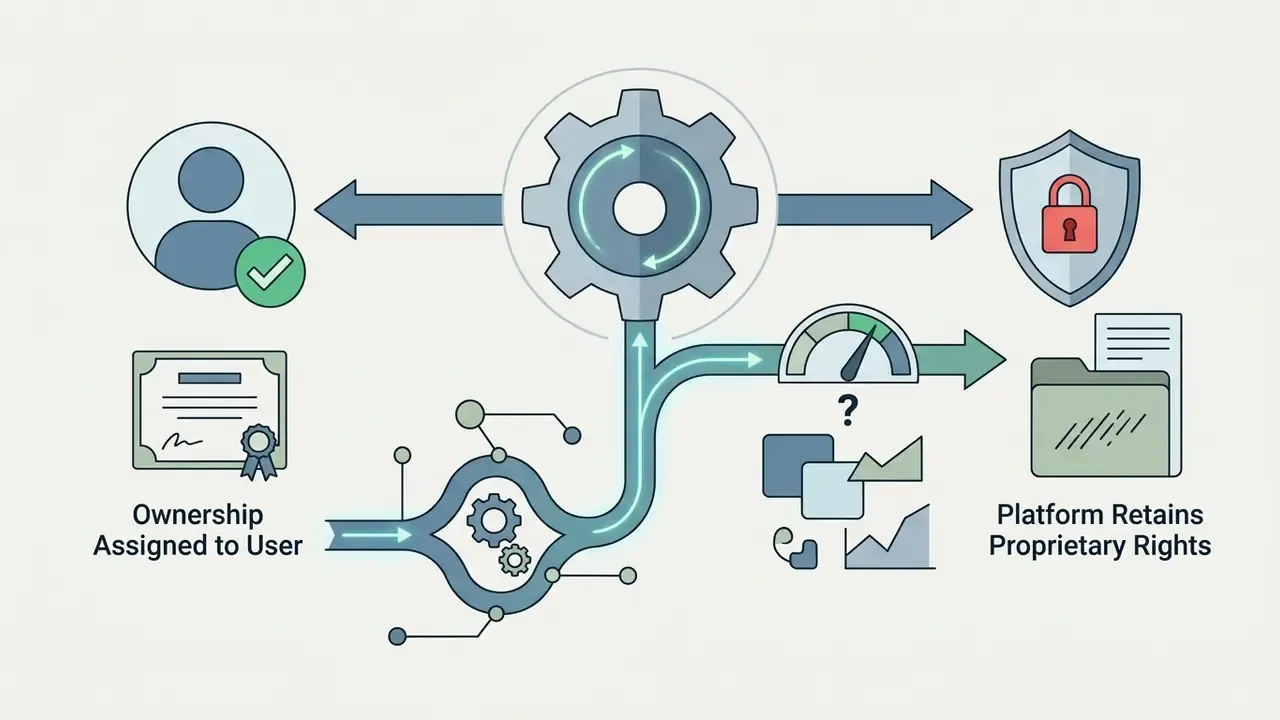 Gear mechanism splitting data flow between user ownership and platform proprietary rights