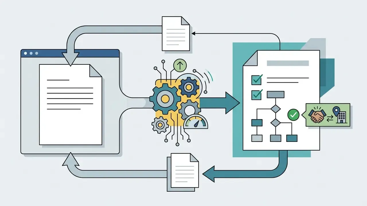 Central gear processor converting document inputs into a structured response and meeting outcome plan
