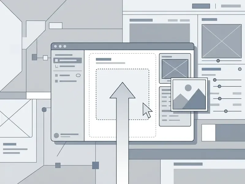 A digital interface showing a file being uploaded into a central workspace with a mouse cursor