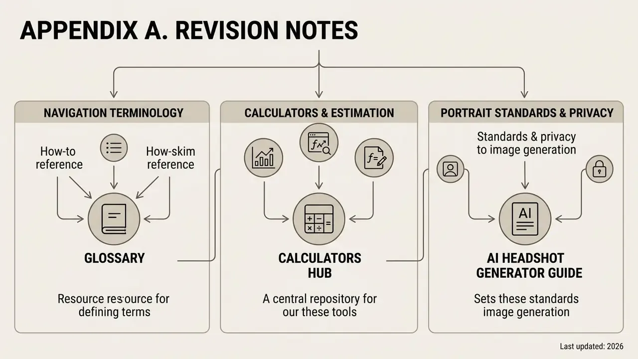 Summary of chapter resources including a glossary, calculators hub, and portrait generation standards