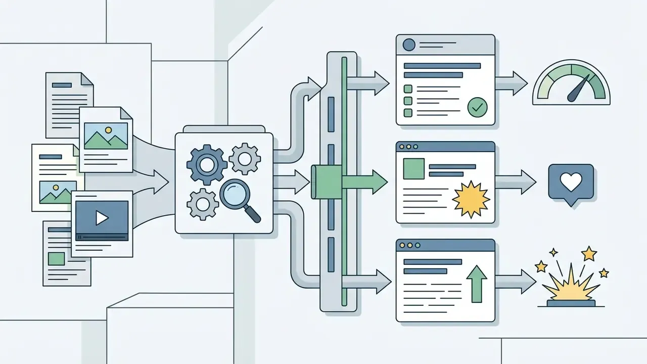 Media files entering a processing engine to generate tailored social media posts and engagement metrics