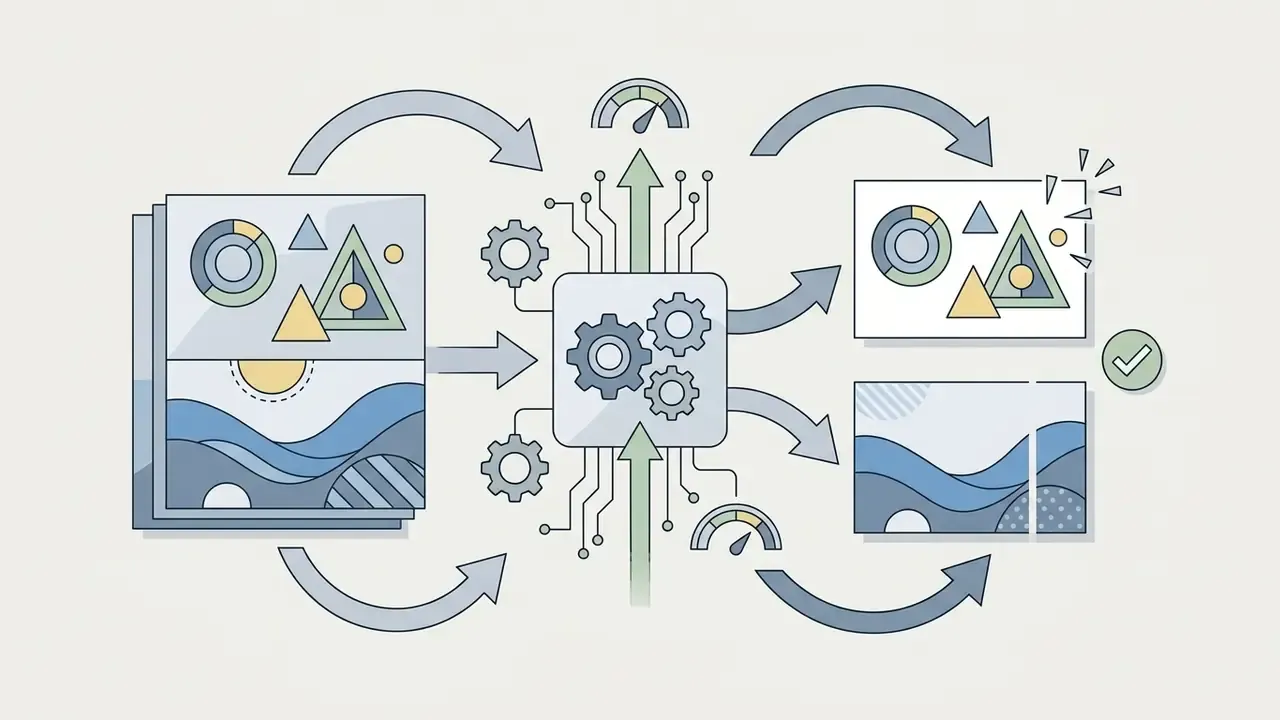 Central processing unit separating a flat image into foreground and background layers with status indicators