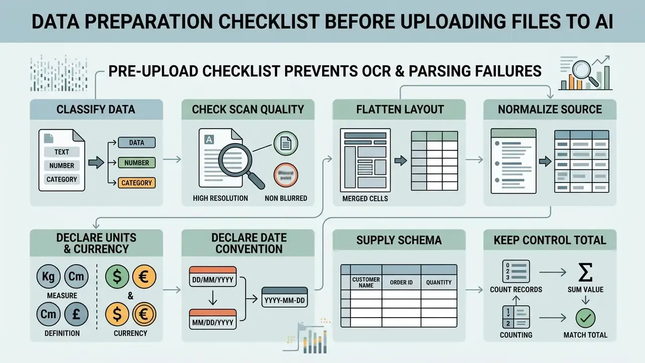 Step-by-step guide for preparing data to prevent OCR and parsing errors before file processing