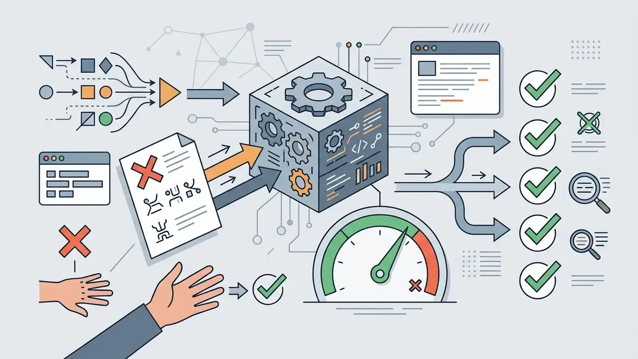 Prompt data processed by a gear cube and gauge to reach a set of validated output checkboxes