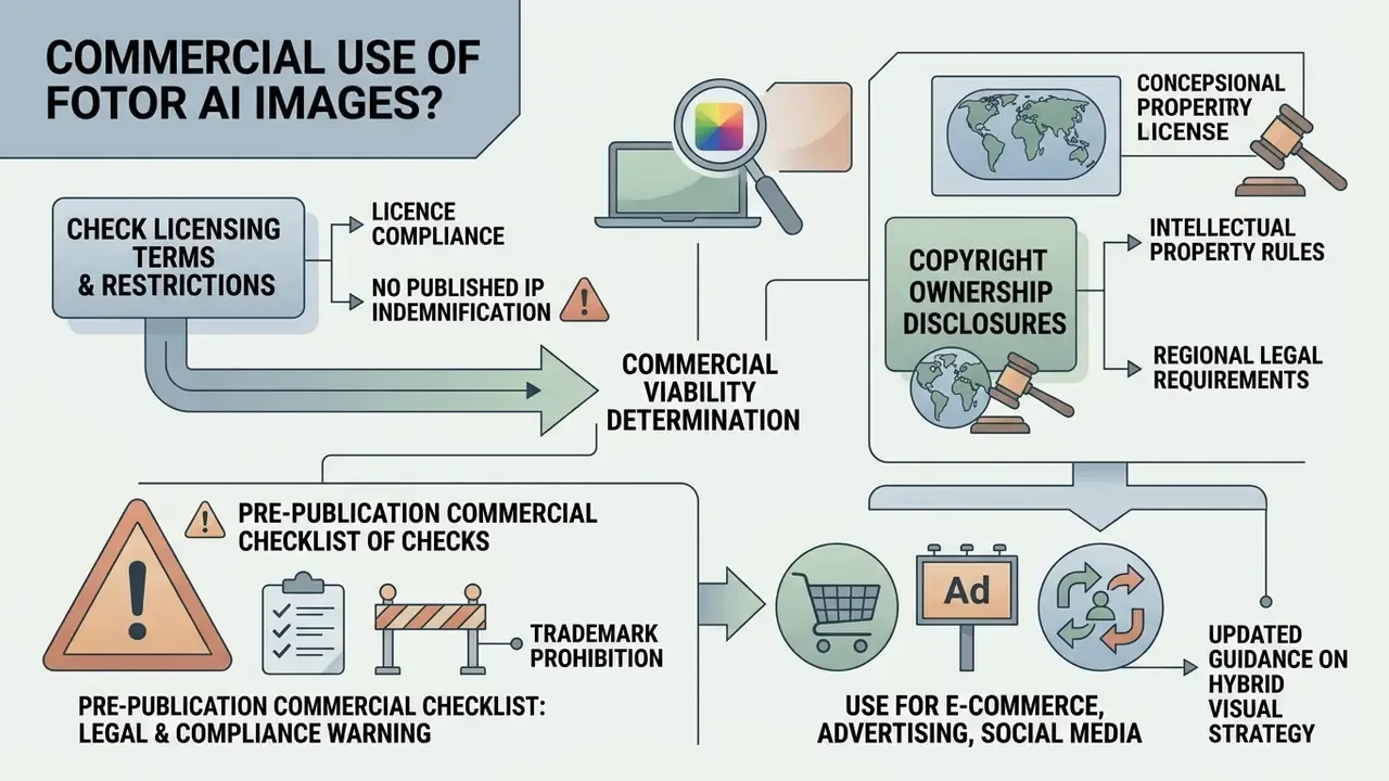 Flowchart outlining legal steps for verifying the commercial viability of synthetic media projects