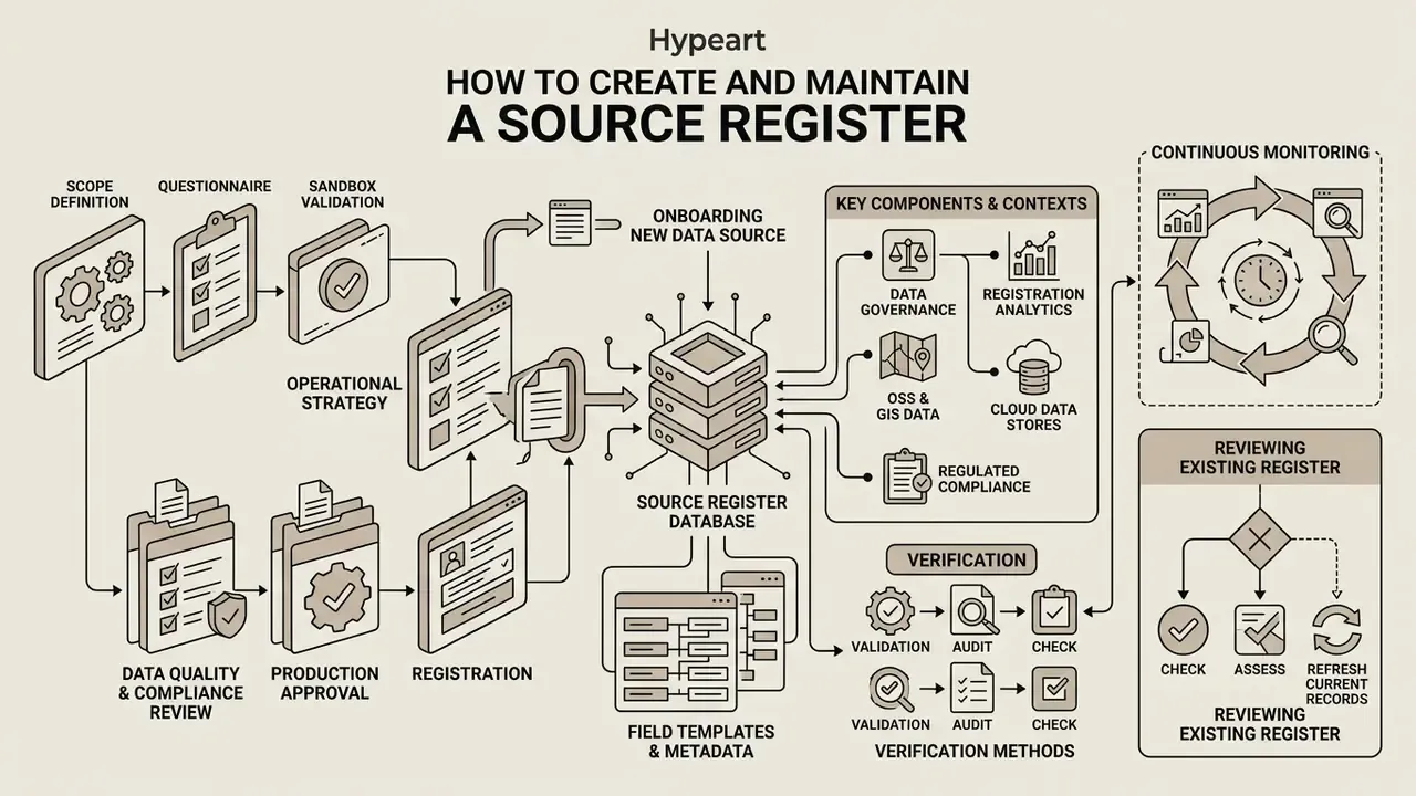 Step-by-step workflow diagram illustrating the lifecycle of data from onboarding to continuous monitoring