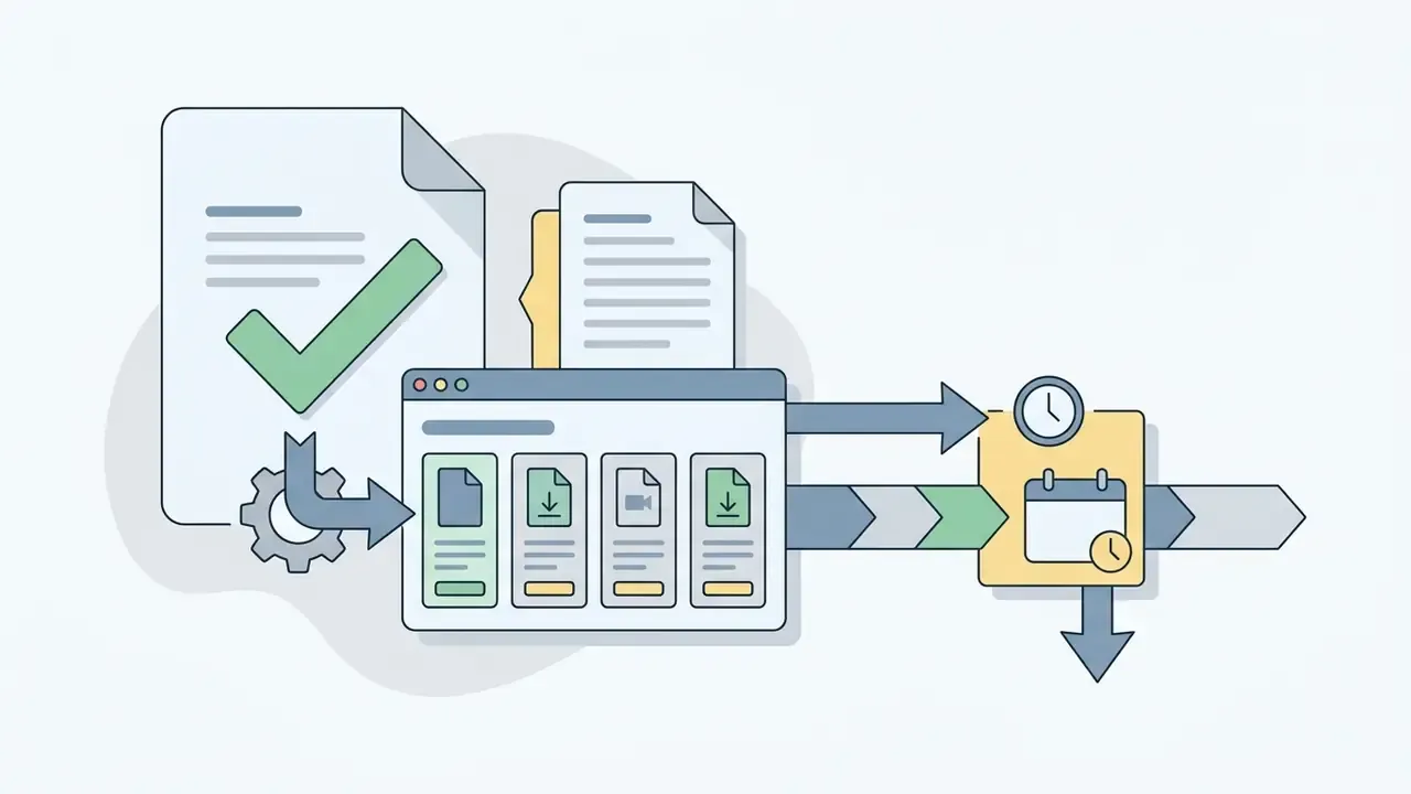 Browser window processing media files and directing them to a calendar icon for deletion scheduling