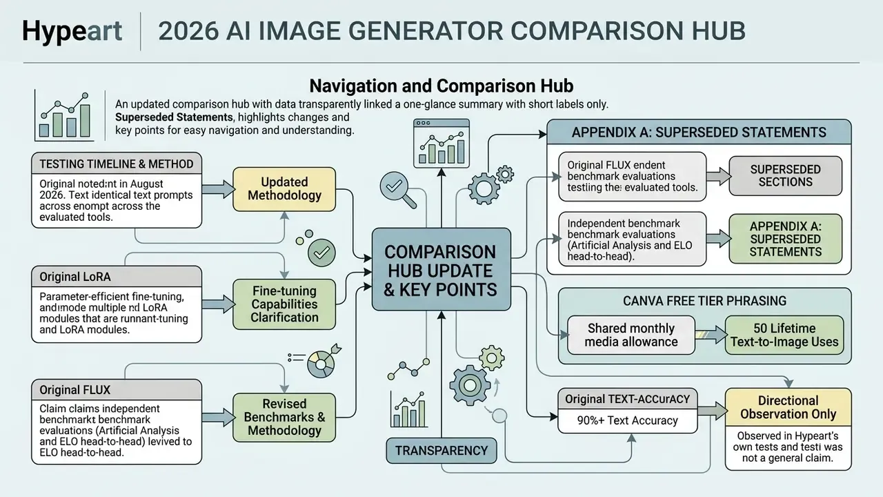Map linking original statements to updated methodology and transparency notes for a best free AI image generator