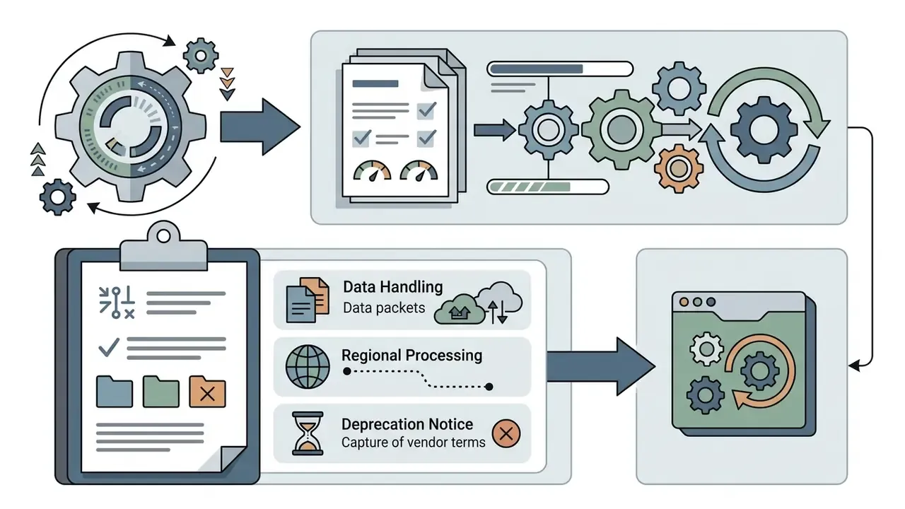 Systematic process showing document review, data handling, and vendor oversight for OpenAI Sora workflows