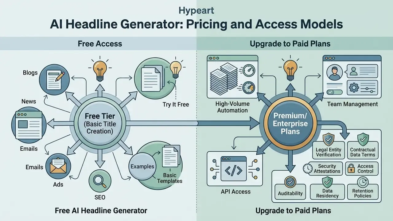 Comparison chart showing features of free access versus premium enterprise subscription plans