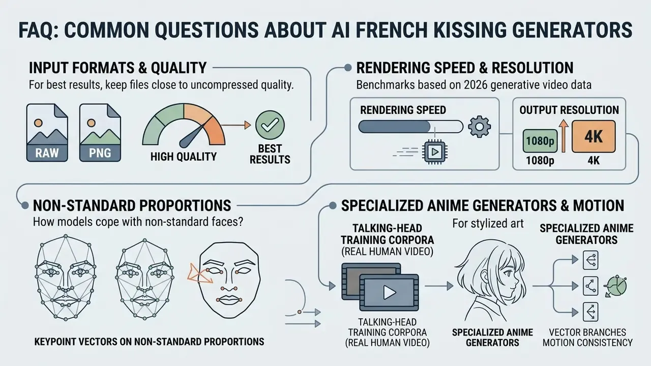 Infographic detailing technical requirements, resolution, facial mapping, and anime generation processes