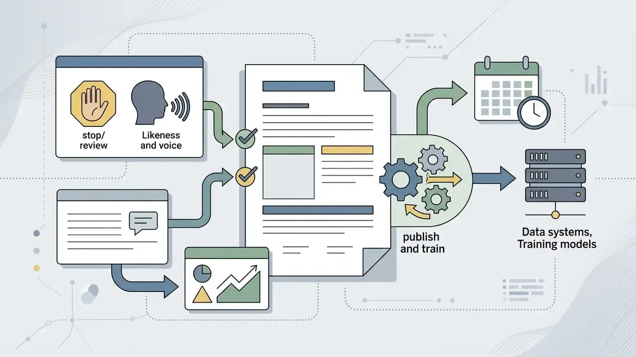 Policy inputs flowing into a central document and gear mechanism for training data systems