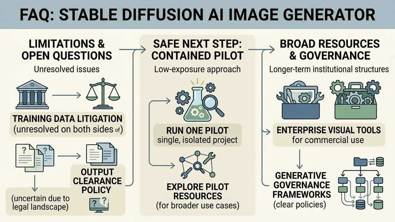 Three-stage workflow for managing Stable Diffusion AI image generator risks and institutional adoption