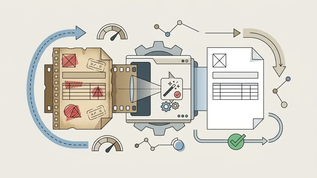 Mechanical process using a magic wand tool to clear timestamps and watermarks from vintage film strips