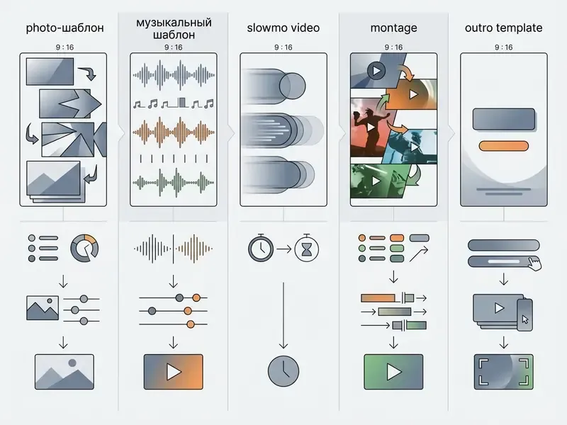 Comparison chart detailing five video editing formats with their specific workflows and customization steps
