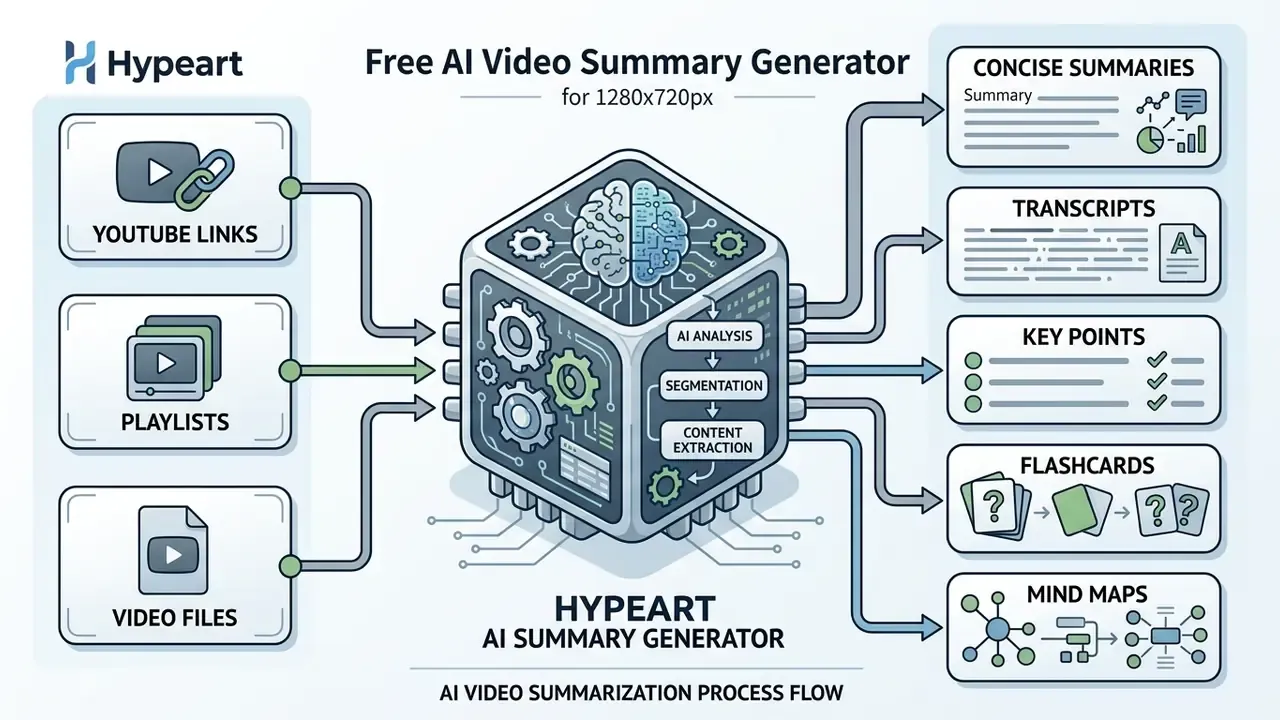 Diagram showing video inputs feeding into a central AI processor to create various output formats