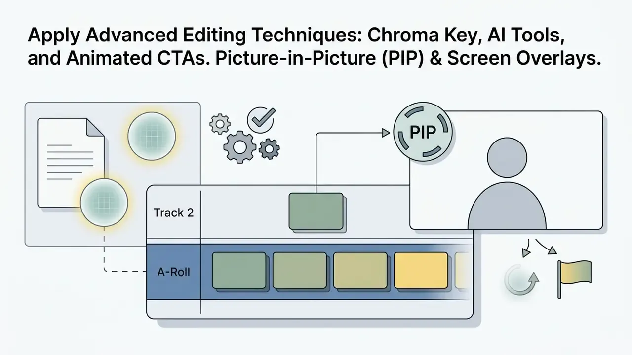 Video editing timeline showing a secondary clip placed on Track 2 above the main A-roll for PIP effects
