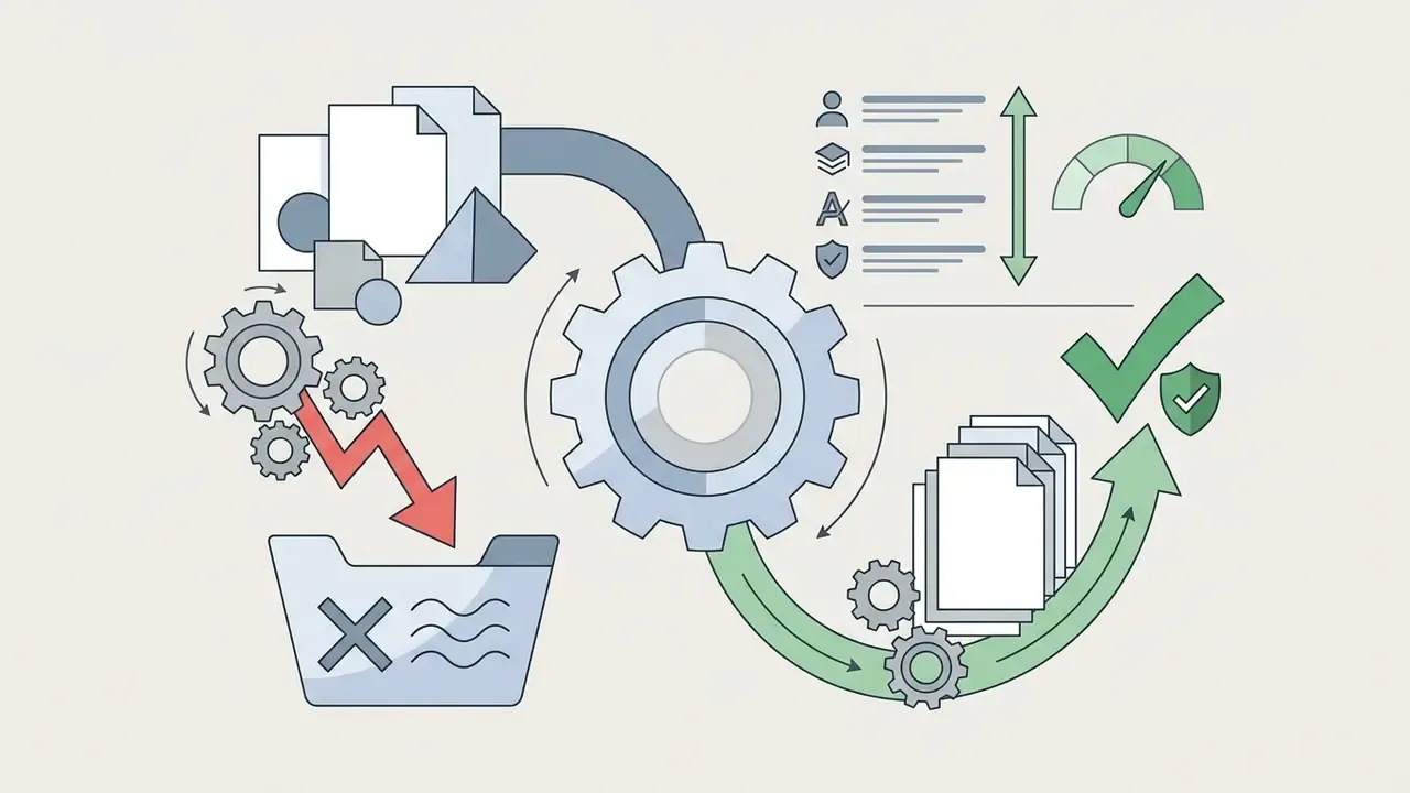 Central gear mechanism filtering documents between a rejected trash bin and a validated output stack