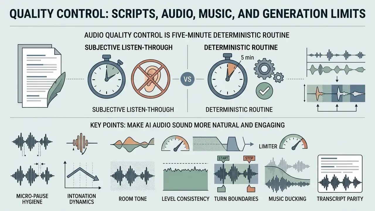 Comparison of subjective listening versus a five-minute deterministic routine for AI audio quality control